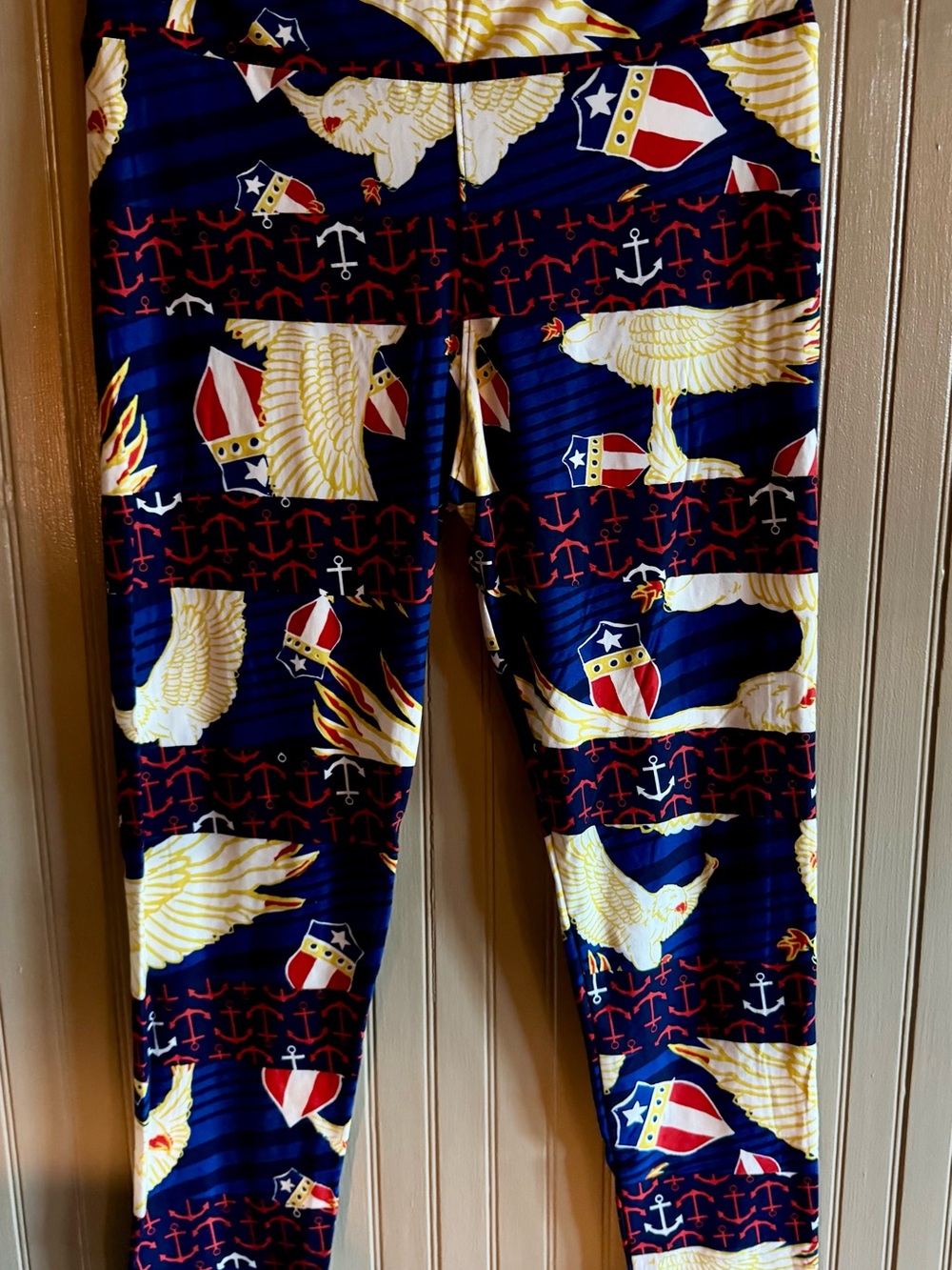 LuLaRoe Navy, White, Red & Yellow Nautical Leggings Tall & Curvy